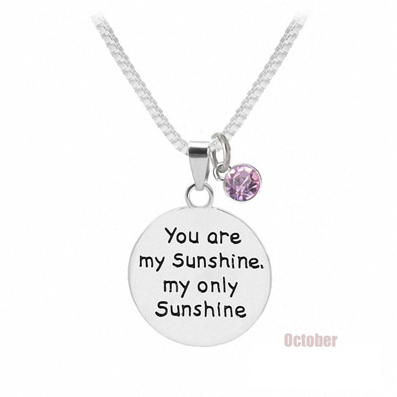 [Australia] - TISDA Birthstone Crystals Necklace,"You are my Sunshine my only Sunshine" Necklace 18" chain October 