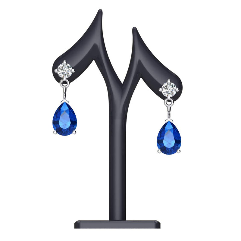 [Australia] - Silver Smile Solid Sterling Silver Solitaire Jewelry Set with Pendant Necklace and Matching Earrings in Ruby/Amethyst/Blue Sapphire/Sky Blue Topaz 