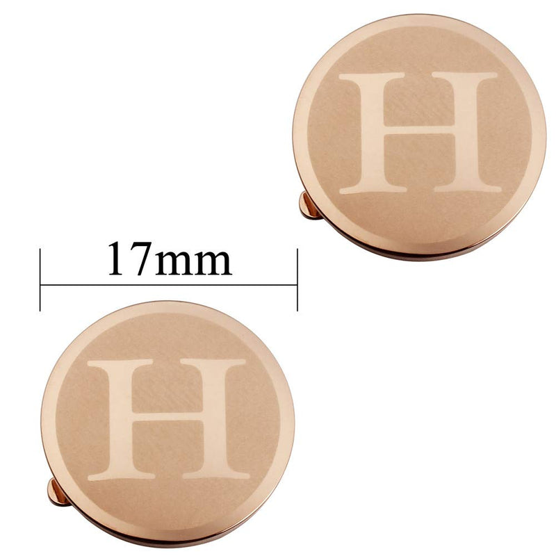 [Australia] - HAWSON Initial Button Cover Cufflinks for Men Letter Rose Gold Color Perfect for Formal Business Shirt Alphabet A-Z H 