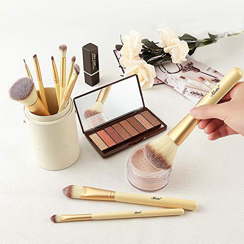 [Australia] - Matto Makeup Brushes 10-Piece Golden Makeup Brush Set with Foundation Powder Mineral Eye Face Make Up Brushes Holder 