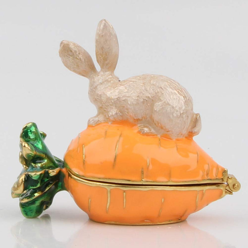 [Australia] - SEVENBEES Hand Painted Rabbit Figurine Enamel Hinged Jewelry Trinket Box 