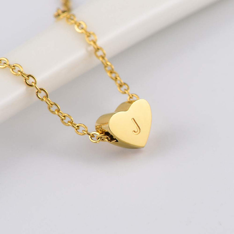 [Australia] - VU100 Dainty Heart Initial Letter Anklet Bracelet, Silver/Gold/Rose Gold Stainless Steel Alphabet Charm for Women Girls Foot Ankle Jewelry Gift J : gold-plated-stainless-steel 
