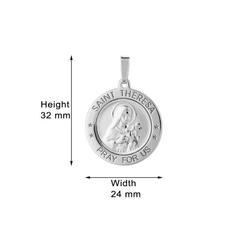 [Australia] - Vanbelle Rhodium Plated 925 Sterling Silver Saint Theresa Medal Pendant Necklace for Women and Girls 