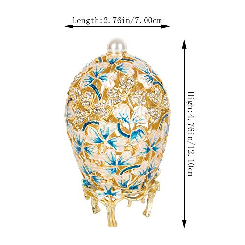 [Australia] - QIFU Hand Painted Enameled Faberge Egg Style Decorative Hinged Jewelry Trinket Box Unique Gift for Home Decor White 