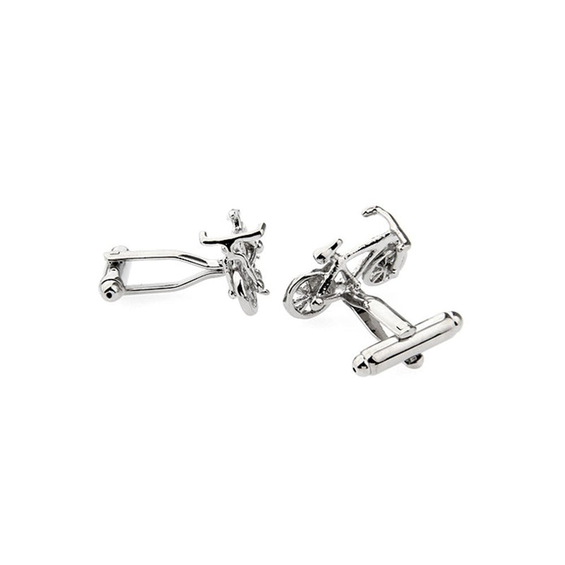 [Australia] - Men's Cufflinks 3D Bike Silver Bicycle Cuff Links for Shirt 