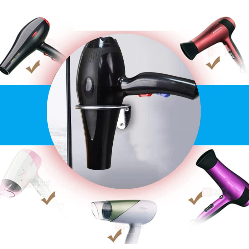 [Australia] - YISIFEINUO Hair Dryer Holder Wall Mounted Rack Rack Bathroom Storage Organizer Steel Hairdressing Dryer Hanger Wall Mounted Rack Stand Hair Dryer Stainless Holder 