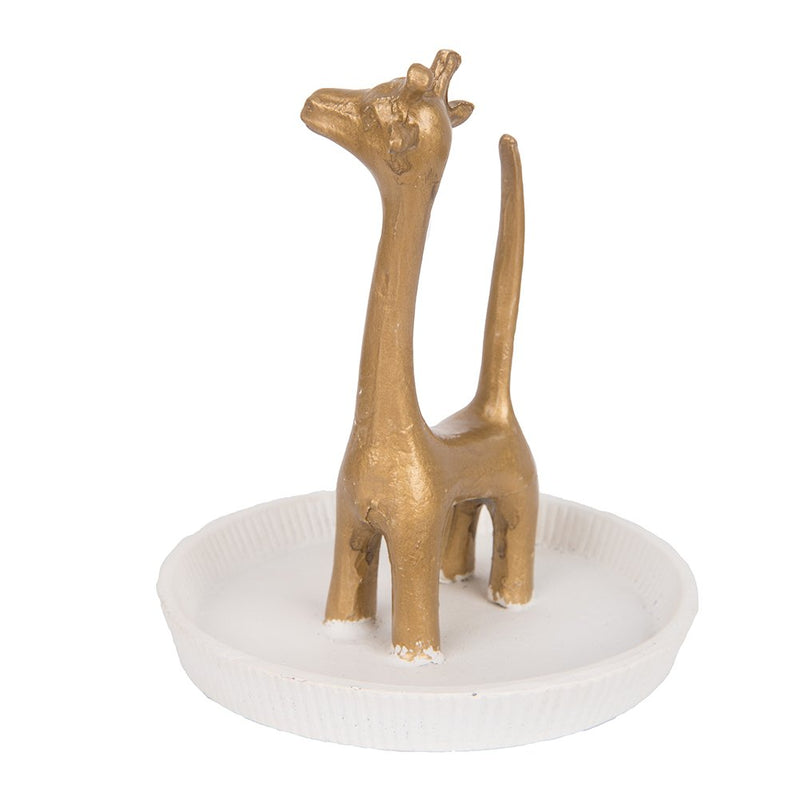 [Australia] - NIKKY HOME Metal Giraffe Jewelry Stand and Dish for Ring Earring Bracelet Holder Organizer Gold and White 
