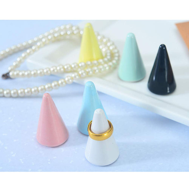 [Australia] - V-House Pack of 3 Ceramic Cone Ring Holder Tower Display Stand for Jewelry (White) White 