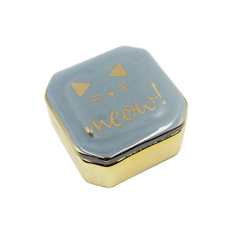 [Australia] - Ceramic Small Travel Jewelry Box, Cute Gold Plated Jewelry Case Storage Organizer for Ring, Necklace, Bracelet(Bule) Blue 