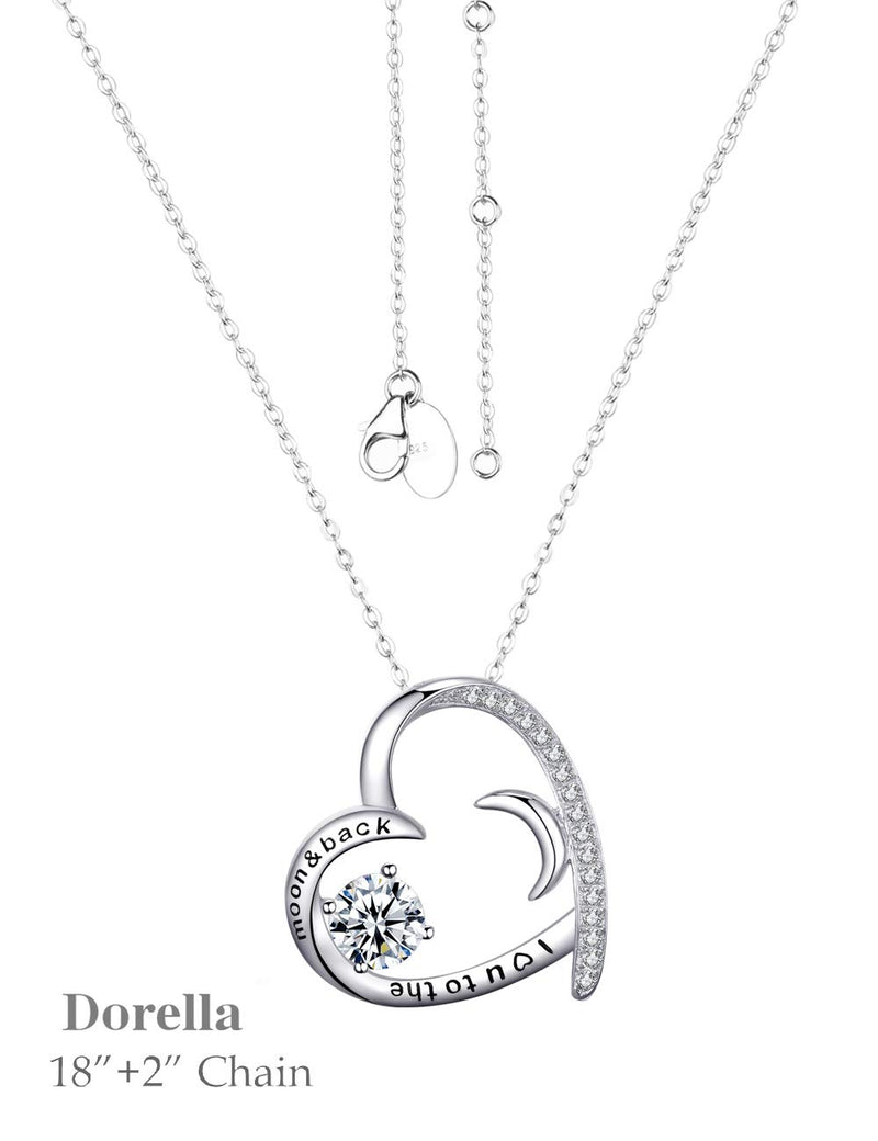 [Australia] - I Love You to the Moon and Back Necklace Birthday Gifts for Women Love Heart Jewelry for Mom Wife Sterling Silver Simulated Diamond Necklace I Love You to the Moon and Back Necklace 