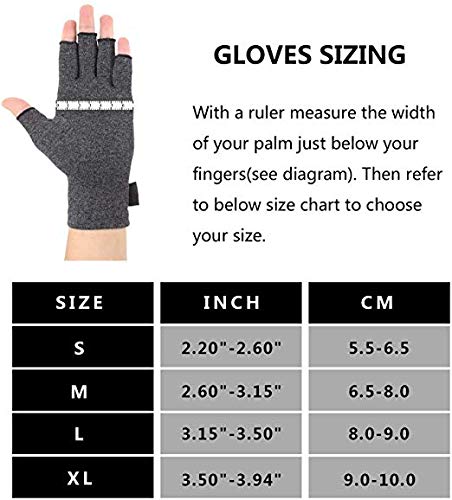 [Australia] - 2 Pairs Arthritis Compression Gloves for Arthritis Pain Relief, Rheumatoid, Osteoarthritis and Carpal Tunnel for Men and Women, Fingerless for Typing (Small, Black+Gray) Small (2 Pair) 