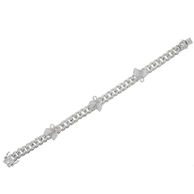 [Australia] - 2020 Summer New Iced Out Silver Color 10mm CZ Cuban Link Chain Butterfly Anklet For Women 9.0 Inches rose gold plated 