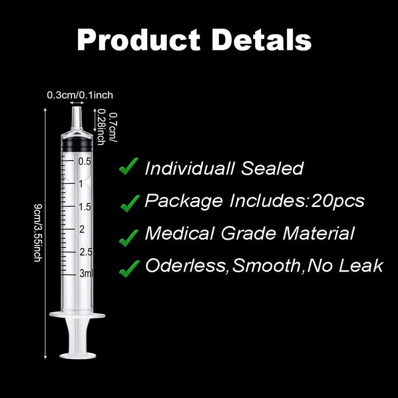 [Australia] - 3ml Syringes with Caps (20 Pack) 