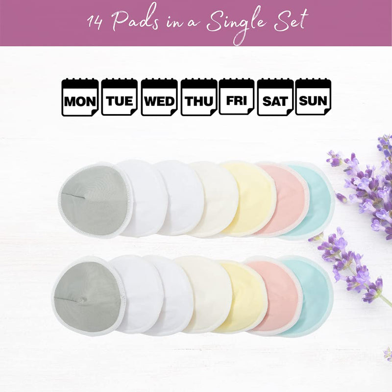 [Australia] - Organic Bamboo Nursing Breast Pads - 14 Washable Pads with Wash and Storage Bags - Breastfeeding Nipple Pad for Maternity - Reusable Nipplecovers for Breast Feeding (Medium) Medium 
