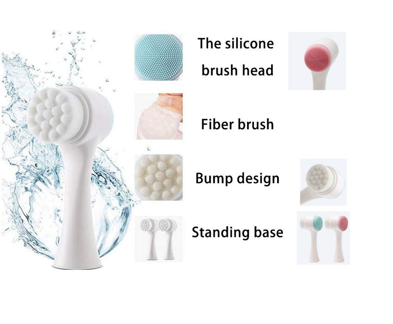 [Australia] - MJEMS Cleansing Massage Brush Scrubbers Dual-Action Facial, Soft Bristle Facial Brush, Face Silicone Scrubbers for Women, Silicone Body Scrubbers, Back Bath Shower Brushes (Soft Bristle Brush) 