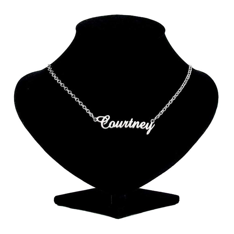 [Australia] - Lifequeen Personalized Initial Name Necklace Classic Personal Semi-Custom Made 925 Sterling Silver Customized Gift for Girls Boys Women Men Courtney 