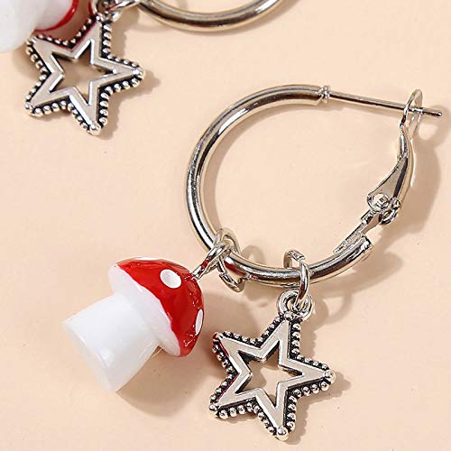 [Australia] - ZZ ZINFANDEL Star Moon Mushroom Necklace Earrings Set for Women Girls,Fashion Punk Chain with Charm 3D Simulation Mushroom Pendant Choker for Vegetables Jewelry A 