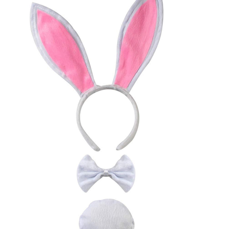 [Australia] - Minkissy Bunny Cosplay Set Bunny Headband Bowtie Paws Hair Tie Easter Rabbit Costume Kit for Cosplay Party, 4pcs (White for Adult) White for Adult 