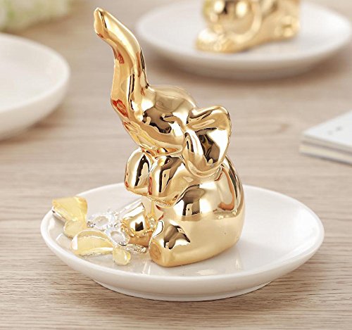 [Australia] - Colias Wing Home Desk Ornaments Wedding Decoration-Lovely Elephant Stylish Design Ceramic Trinkets Tray Necklace Earrings Rings Stand Display Organizer Holder Jewelry Holder Decor Dish Plate-Gold 