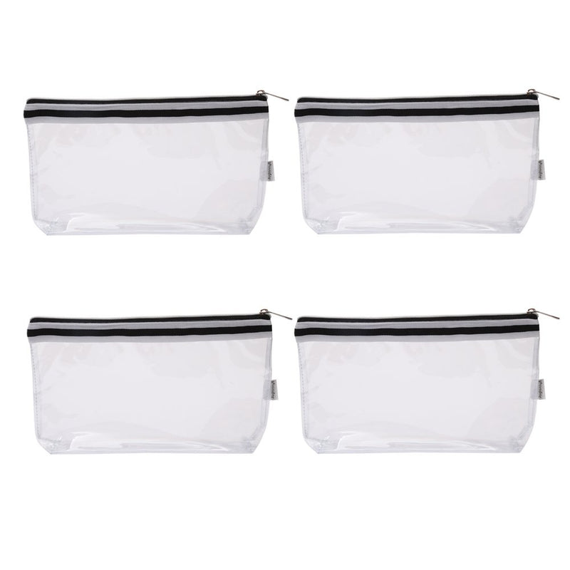 [Australia] - Augbunny Multi-Purpose Waterproof Clear Vinyl Zippered Toiletry Cosmetics Makeup Pouch with French Tape 4-Pack Large 