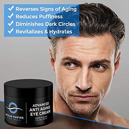 [Australia] - Advanced Men's Eye Cream - Made in USA - Anti Aging Cream for Wrinkles, Dark Under Eye Circles, Eye Bags & Puffiness | Anti-Age Effect Under Eye Cream for Men with Natural Ingredients 1oz 