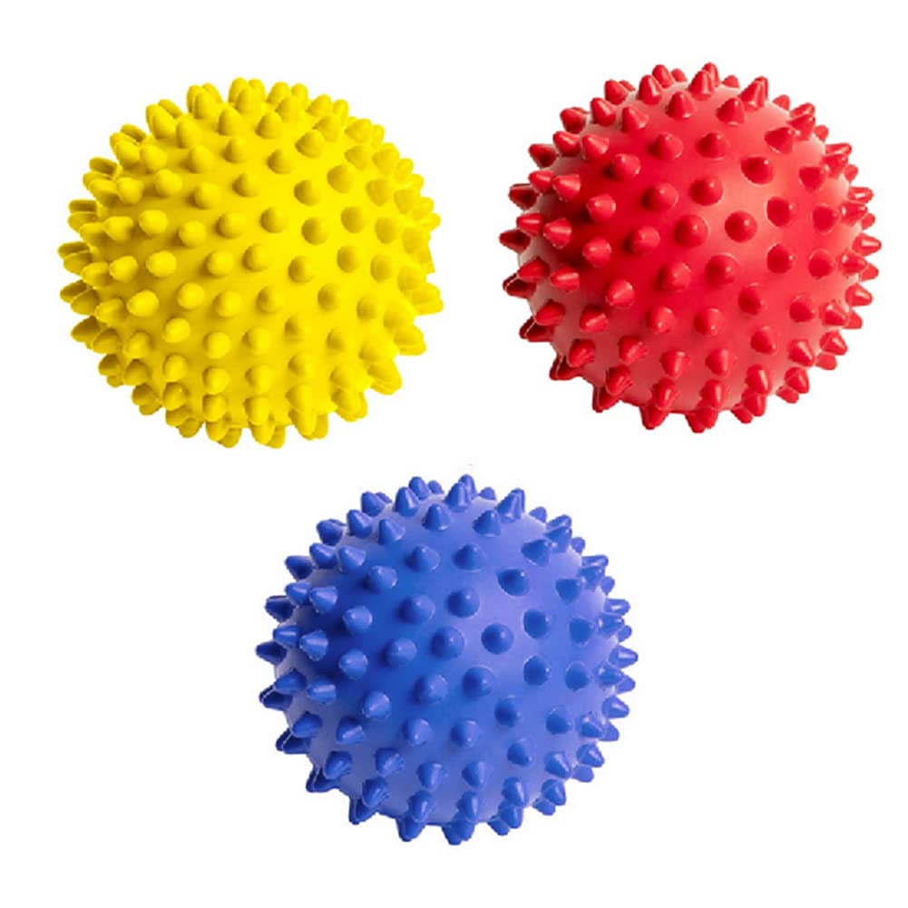 [Australia] - QUUPY 3Pcs Spiky Massage Balls Muscle Roller Massage Ball for Deep Tissue Muscle Recovery Plantar Fasciitis Back Shoulder Foot Arch Pain Relief (7.5cm Random Colors) 