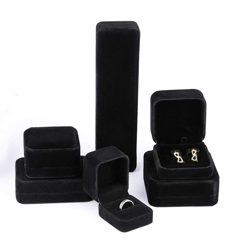 [Australia] - Sdootjewelry Black Velvet Jewelry Box, 6 Pieces Jewelry Gift Box Set Necklace Bracelet Earring Ring Gift Boxes for Jewelry 
