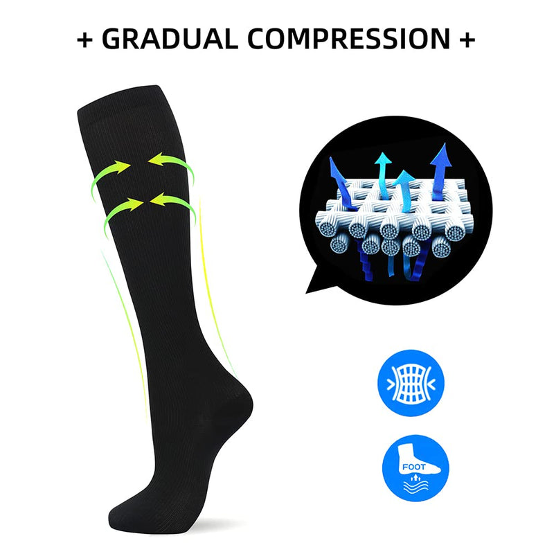 [Australia] - Losvcbcx 7 Pairs Compression Socks for Women & Men 15-20 mmHg is Best Athletic & Medical for Running Flight Travel Nurses S-M Mix -1 