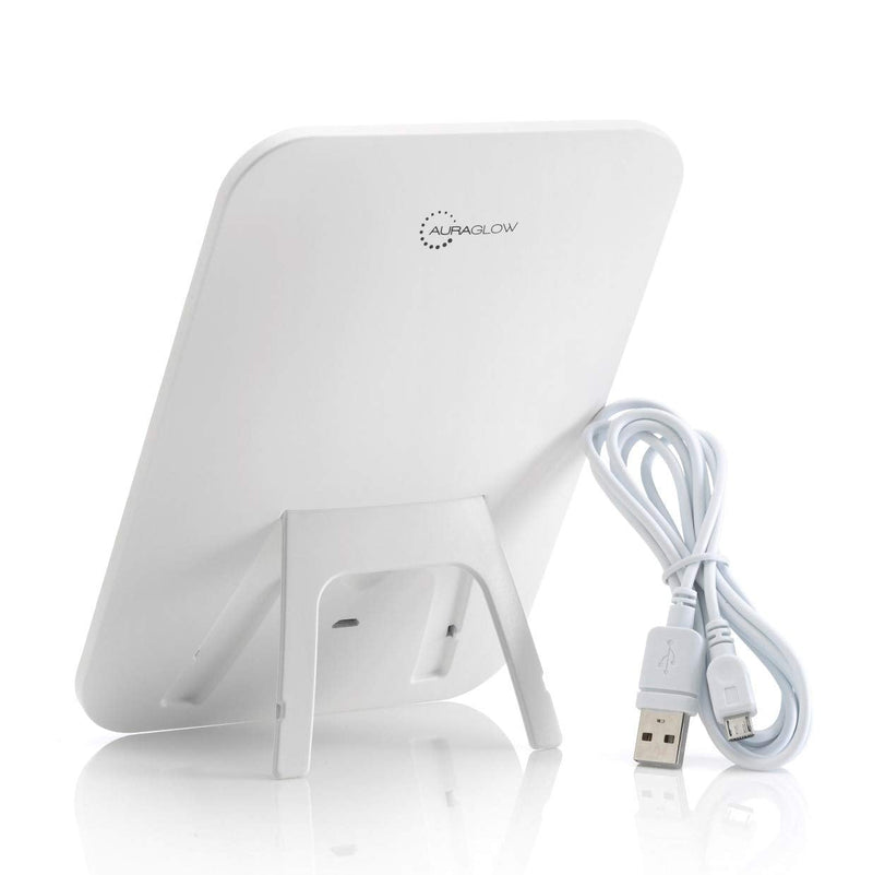 [Australia] - Auraglow Makeup Shaving Vanity Touch Screen LED Light Up Mirror, USB Rechargeable, Free Standing, Portable & Dimmable, Daylight White 