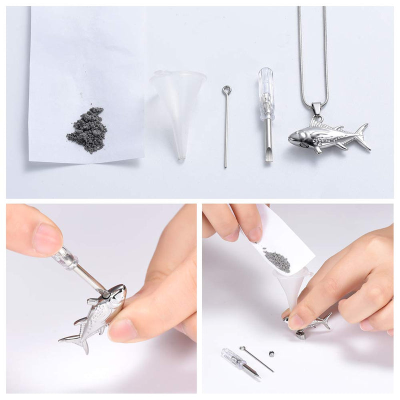 [Australia] - Imrsanl Cremation Jewelry for Ashes Fish Urns Necklace Memorial Keepsake Jewelry Ashes Pendant for Pets/Human Silver 