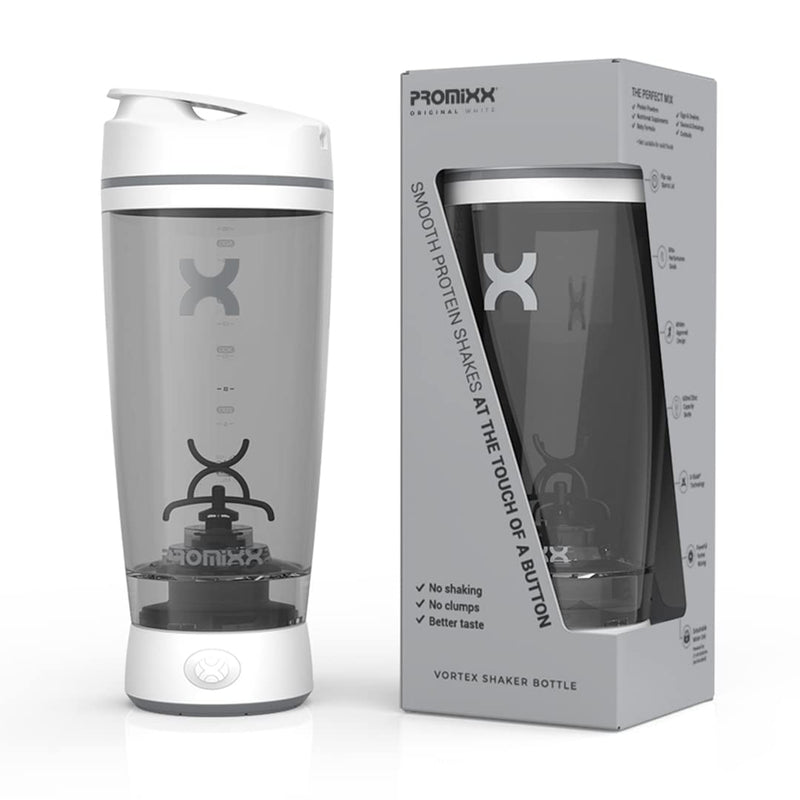[Australia] - PROMiXX Original Shaker Bottle - Battery-powered for Smooth Protein Shakes - BPA Free, 600ml Cup (White) White 