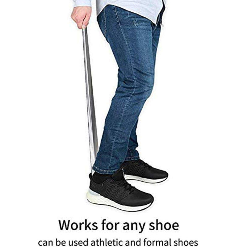 [Australia] - 31.5" Extra Long Shoehorn,Stainless Steel Shoe Horn,Long Handle Durable Metal Boot Horn with Hook 