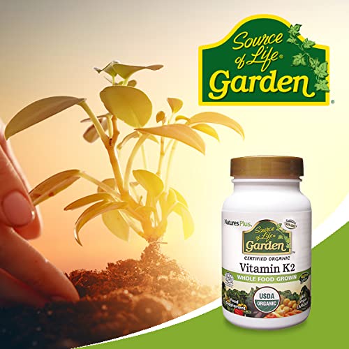 [Australia] - NaturesPlus Source of Life Garden Organic Vitamin K2 - 120 mcg Certified Organic Vitamin K2 MK7 (Menaquinone-7) - Vegan, Gluten Free - 60 Capsules, 60 Servings 