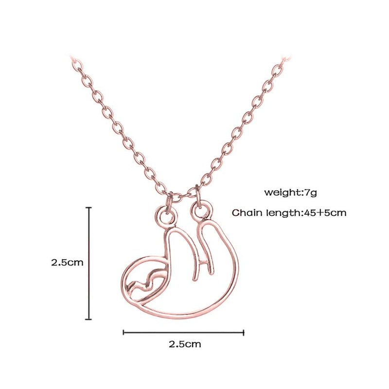 [Australia] - Gold Silver Sloth Charm Necklace - Stylish Cute Animal Peandant Jewelry Rose Gold 