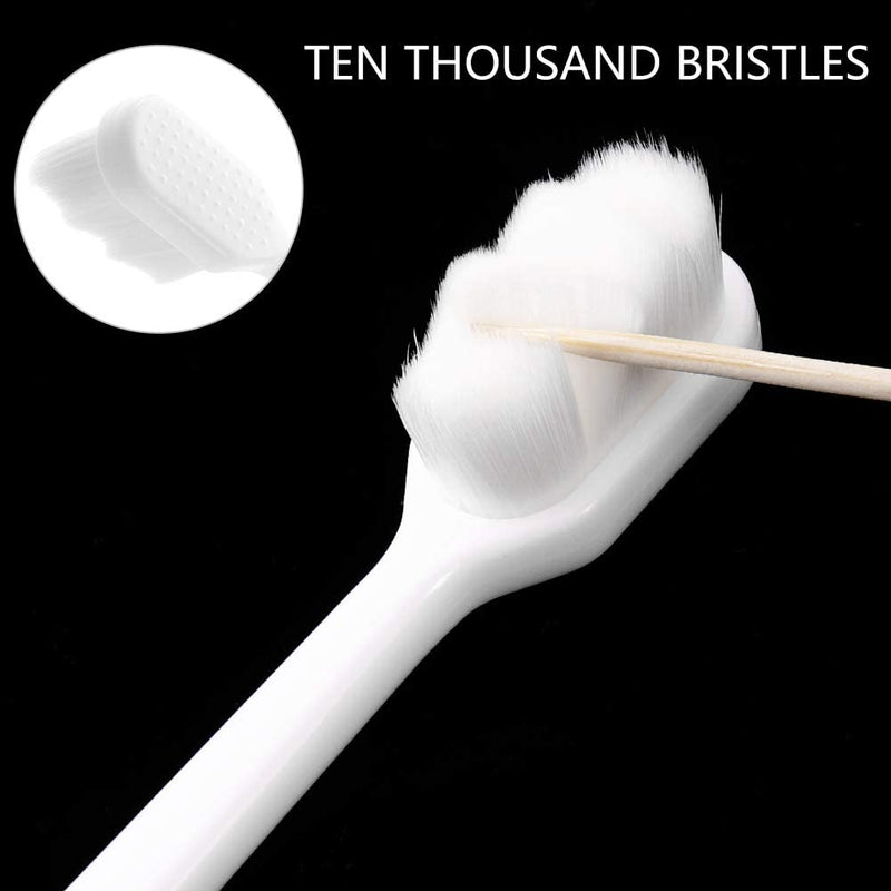 [Australia] - metagio 4 Packs Soft Micro Nano Manual Toothbrush, Soft Bristled Adult Toothbrush Micro-Nano Manual Toothbrush with 20000 Bristles for Fragile Gums Adult and Children(Black+White) 