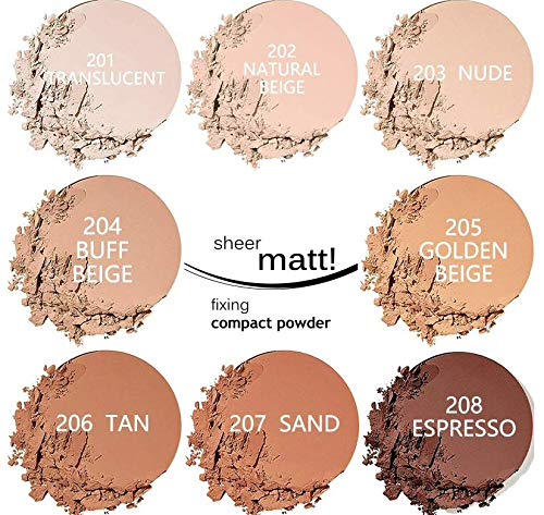 [Australia] - AQUAPURITY - PHOERA Sheer Matte Fixing Powder Makeup Base Fixer Setting Powder Foundation Fixing Compact Pressed Powder Long Lasting Make Up Fixer Skin Vitamin E Beauty Blender (201 Translucent) 201 Translucent 