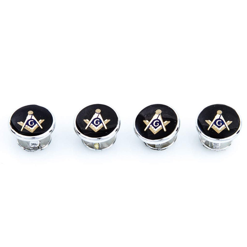 [Australia] - MRCUFF Freemason Masonic Crystal Mason Cufflinks and Studs Tuxedo Set in a Presentation Gift Box & Polishing Cloth 