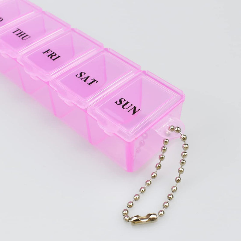 [Australia] - Pill Box Organiser 7 Day One Time a Day Pill Dispenser Storage Case for Medication, Supplements, Vitamins and Cod Liver Oil Pink 15x3x2.3 cm (Pack of 1) 