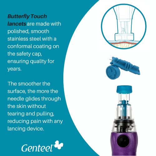 [Australia] - Genteel | Butterfly Touch Lancets | Polished | Smooth & Pain Free | Stainless Lancets (100 pcs) 100 