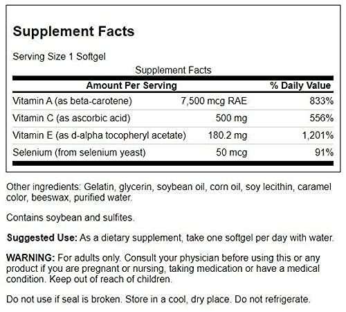[Australia] - Swanson Vitamins A C E & Selenium (ACES) - Promotes Cellular Health & Immune Support - Supports Natural Defensive Nourishment - (60 Softgels) 1 