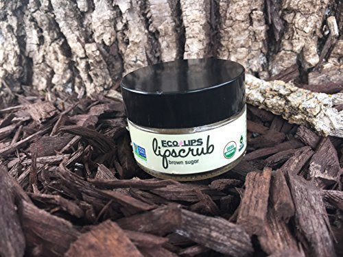 [Australia] - Eco Lips Brown Sugar LIP SCRUB 2 Pack - 100% Organic Lip Care Treatment with Organic Sugar and Coconut Oil - Gently Exfoliate and Polish Dry, Flaky Lips, 100% Edible 0.5oz jars 