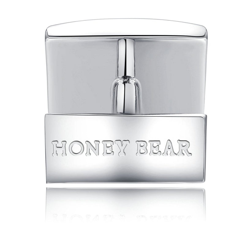 [Australia] - HONEY BEAR Rectangle Stripe Cufflinks for Mens Steel Wedding Gift Silver 