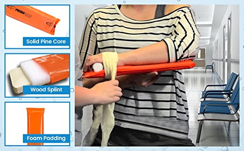[Australia] - Primacare IS-5116 Padded Wood Splint with Vinyl Casing for Fractured Limbs, Full Arms, Legs, Universal Waterproof Medical Splints for First Aid and Emergency Support , 16", Orange 