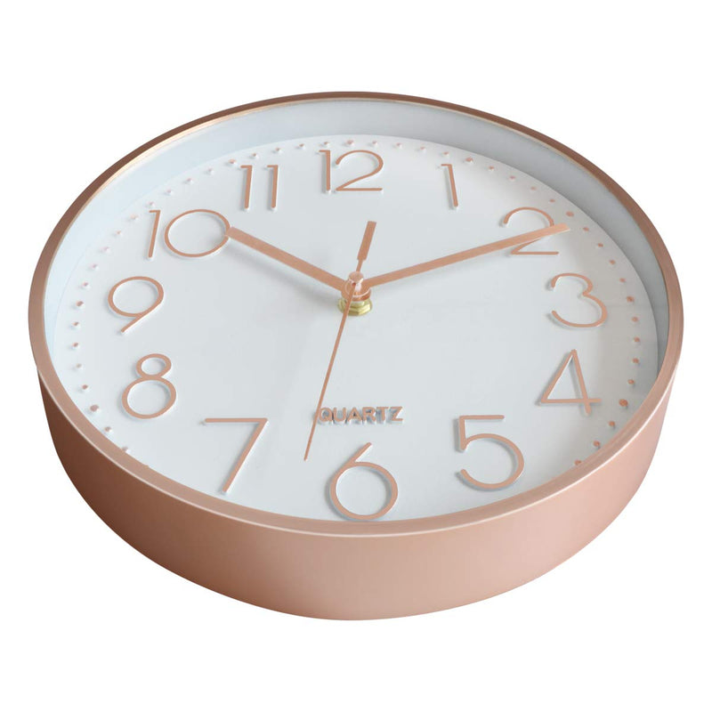 [Australia] - Lumuasky Modern Wall Clock 10 Inch Non-Ticking Rose Gold Wall Clock Silent Battery Operated Round Quartz Clock for Living Room Bedroom Home Office School Decor White Rose Gold 