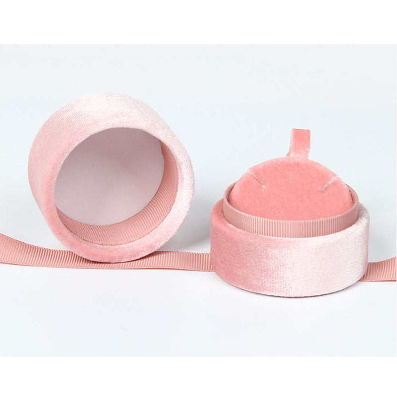 [Australia] - Beatilog Pink Pendant Box - Mini Premium Velvet Round Necklace Jewelry Storage Gift Box with Elegant Silk Knot for Proposal, Engagement, Wedding, Birthday, Christmas, Anniversary 