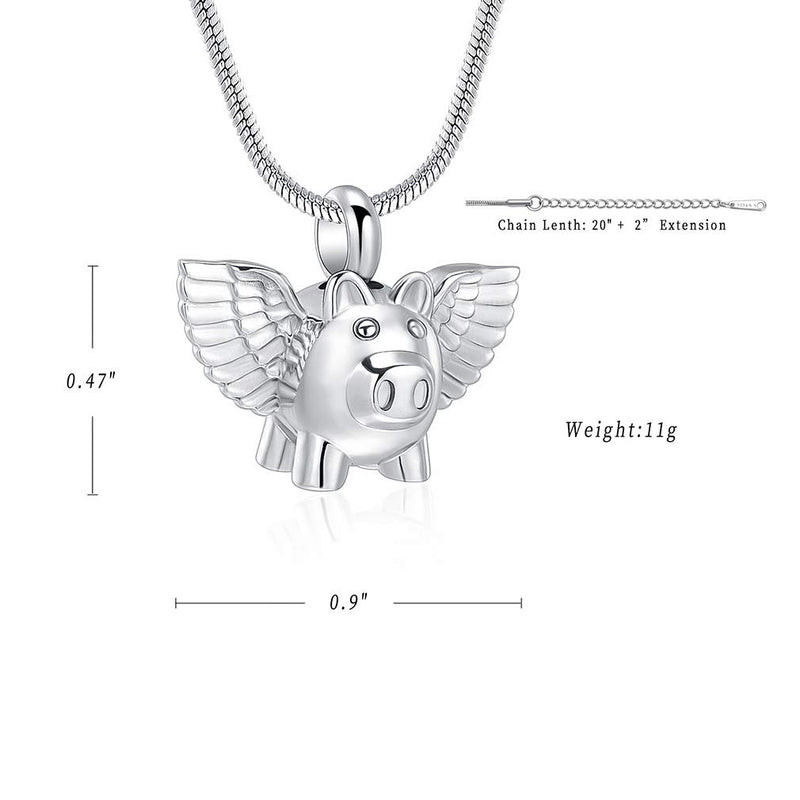 [Australia] - Minicremation Cremation Jewelry Urn Necklace for Ashes, Flying Pig Memorial Pendant Made of 316L Stainless Steel, Keepsakes Locket Four Colors Can be Choose. Silvery 