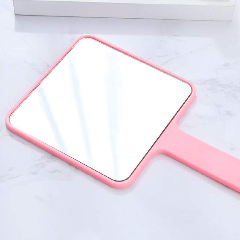 [Australia] - TOPYHL Rectangle Handheld Mirror Hand Mirror Travel Handheld Mirror Cosmetic Mirror with Handle (Pink) Pink 