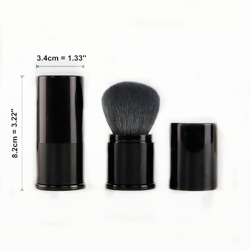 [Australia] - Retractable Kabuki Makeup Brush - Premium Goat Hairs Blush Brushes Great for Blending Liquid, Cream, Mineral Cosmetics or Translucent Powder (Black - Goat Hairs) Black - Goat Hairs 