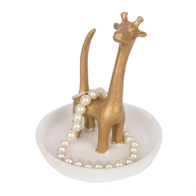 [Australia] - NIKKY HOME Metal Giraffe Jewelry Stand and Dish for Ring Earring Bracelet Holder Organizer Gold and White 