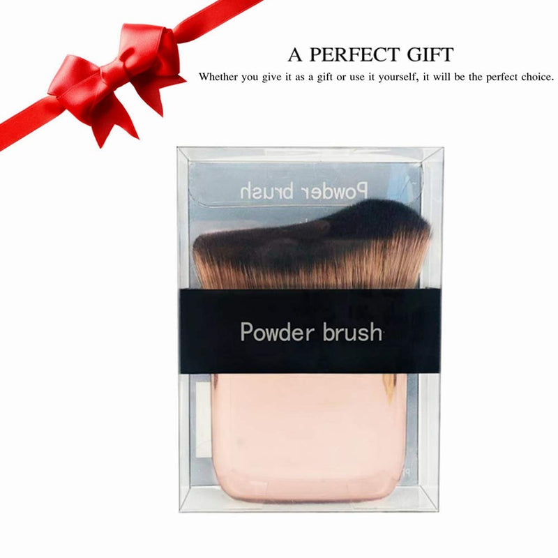 [Australia] - GOERTI Powder Mineral Brush Kabuki Makeup Brush for Face Large Coverage Mineral Loose Powder or Liquid Foundation, Angled Blush Brush Curvature Fits Cheek and Jaw (Pink gold) Pink gold 